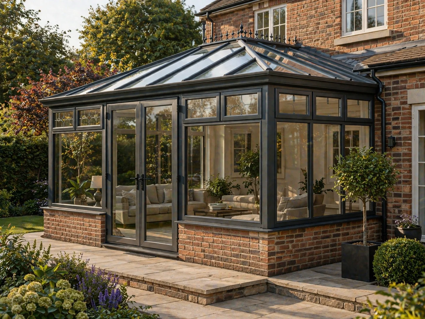 Completed orangery project with roof glazing