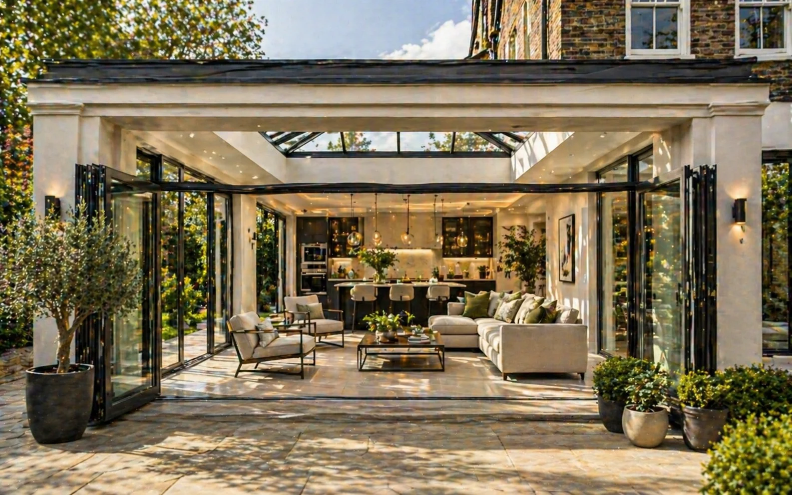 Luxury orangery living extension installation