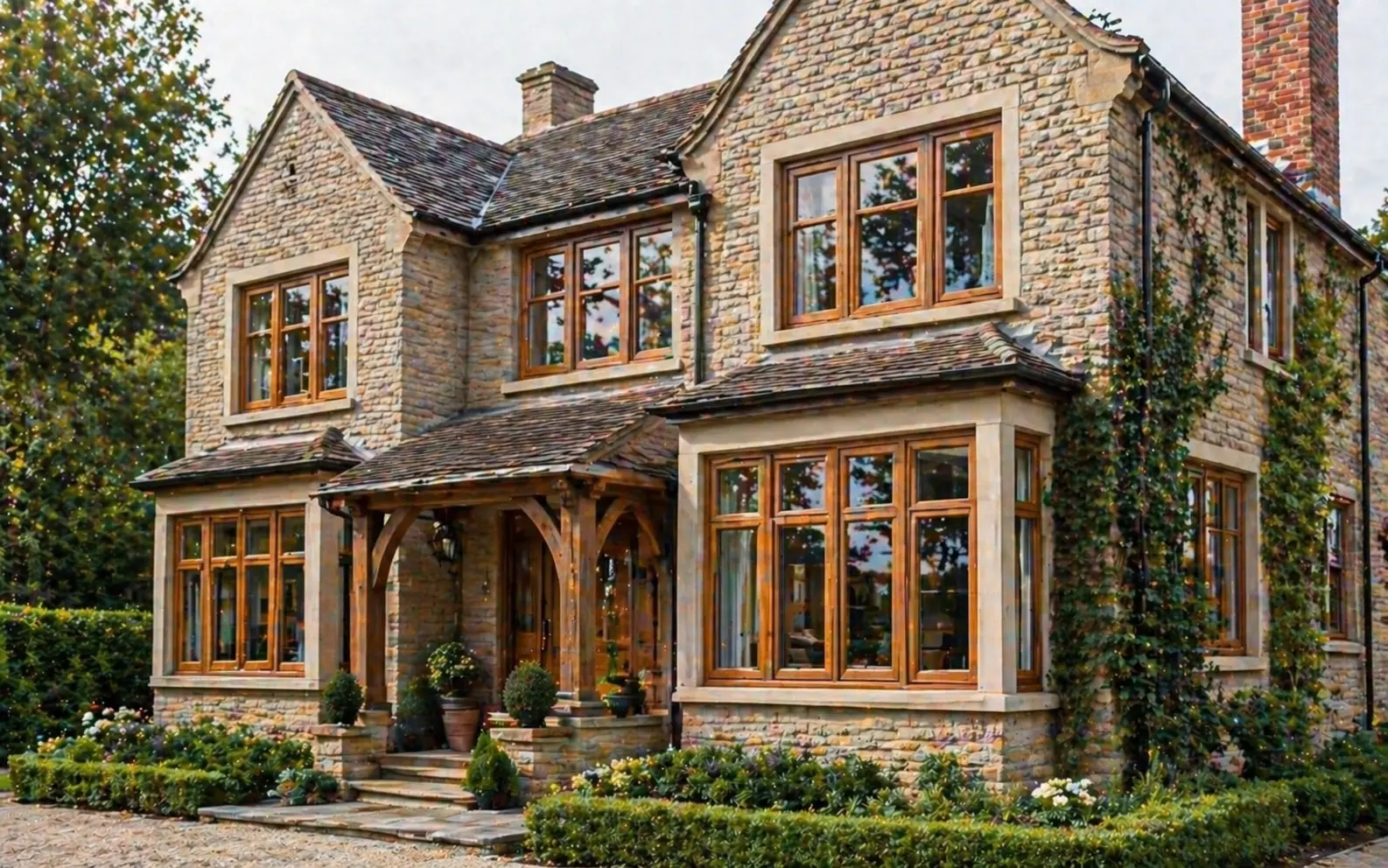 Crafted timber window installation in a luxury home